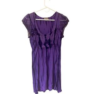 Vintage One World Y2K‎ Purple Whimsy Fairy Goth  Rhinestones & Ruching Sz. M